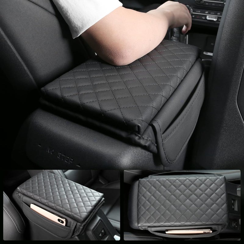 BEEGROW Center Console Armrest Cover for Ford Bronco Accessories 2021 2022 2023 2024 2025 2026 2/4-Door with Leather Side Pockets Interior Accessories Prevent Scratching - Image 5